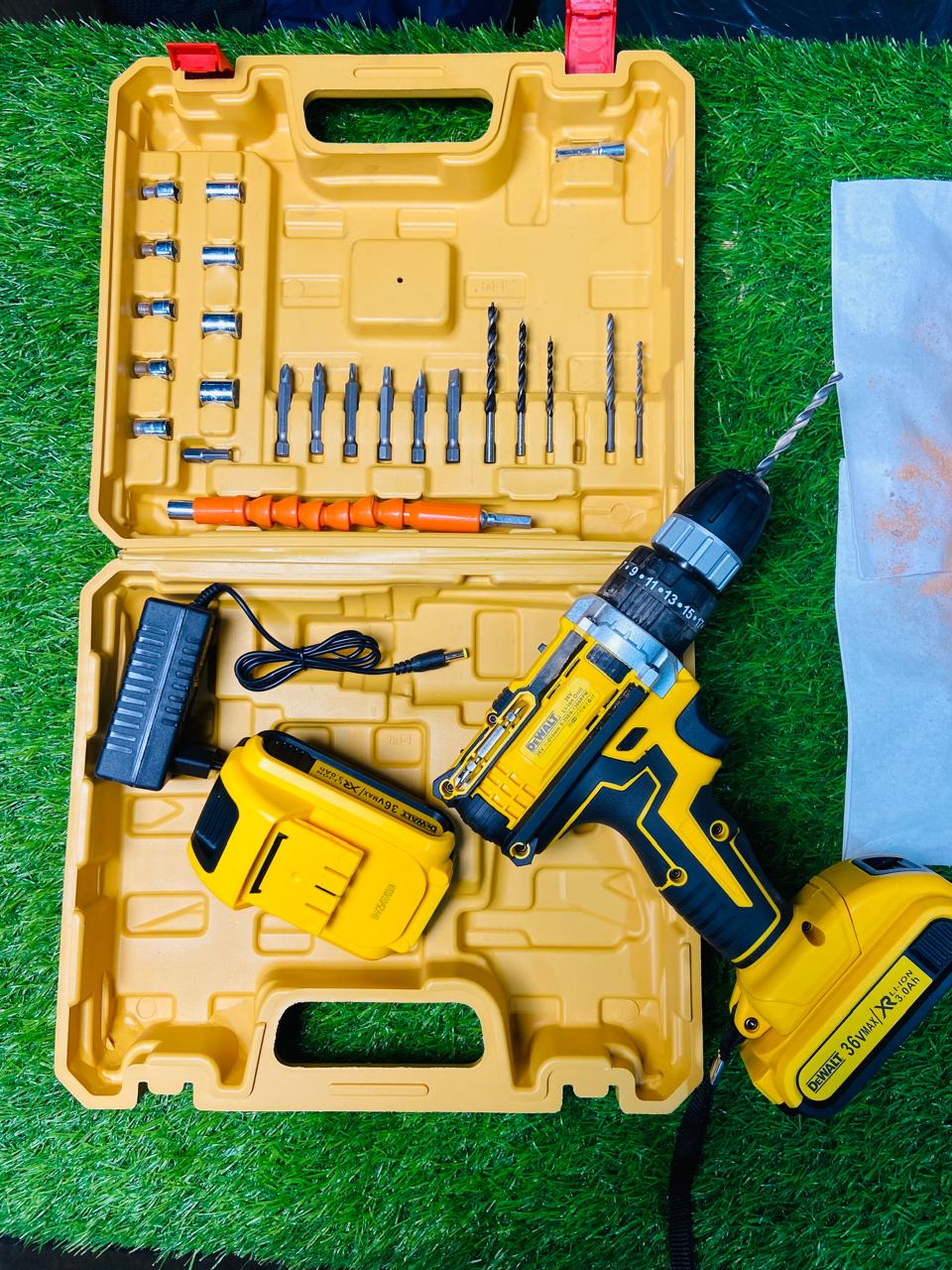 36V Cordless Drill Machine Set| Professional Power Tool Kit | 2 Batteries